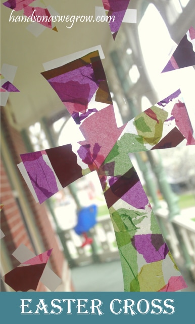 Easter Craft with Tissue Paper: Cross Collage