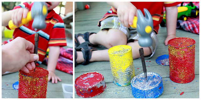 Wind chimes made from tin cans!