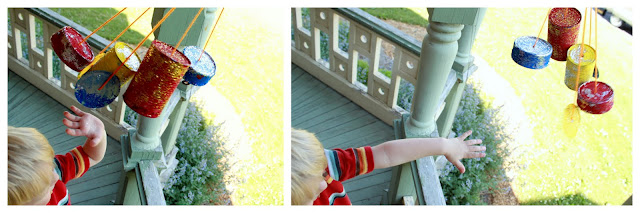 Listening for sound in our homemade wind chimes