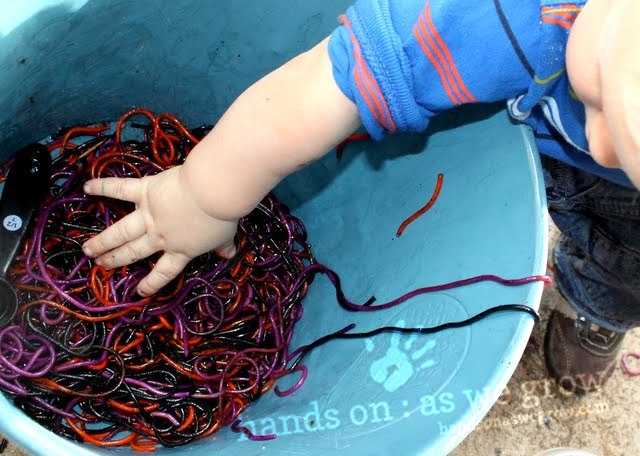 colored spaghetti sensory