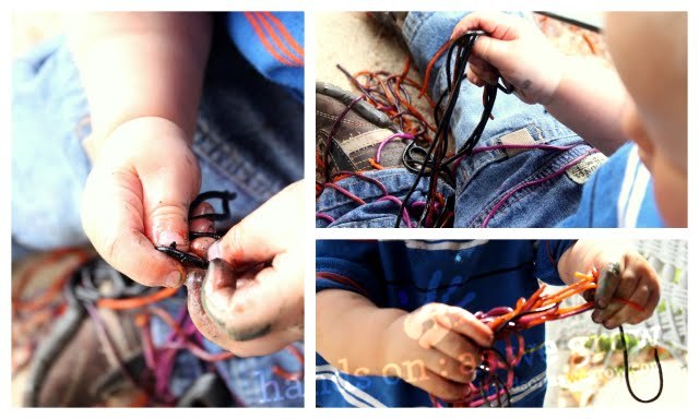 colored spaghetti sensory activity for toddlers