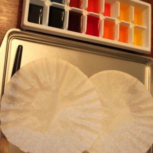 watercolor coffee filter setup