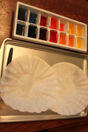 watercolor coffee filter setup