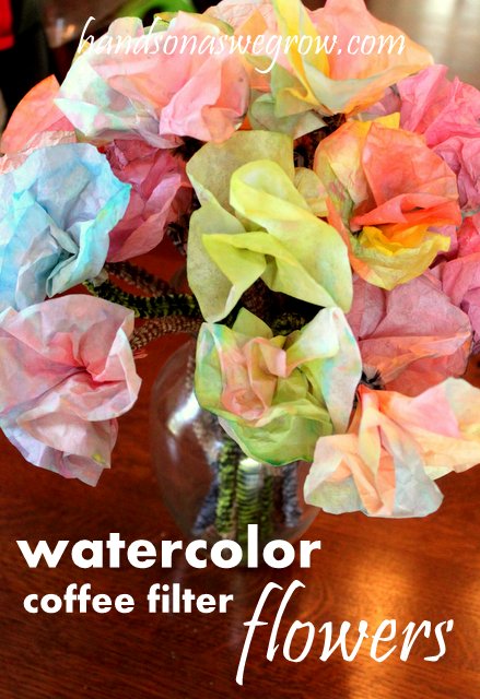 Mother's Day Craft watercolor coffee filter flower