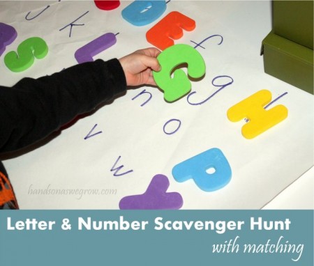 Letter & Number Scavenger Hunt with Matching