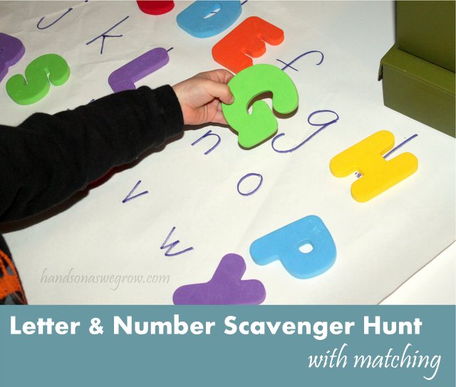 Letter & Number Scavenger Hunt with Matching