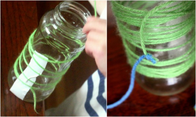 Mother's Day Yarn Wrapped Vase Craft for Kids