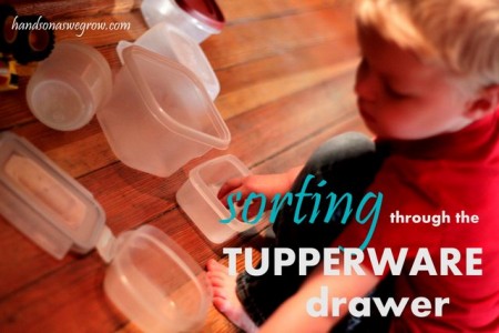 Sorting through the Tupperware drawer