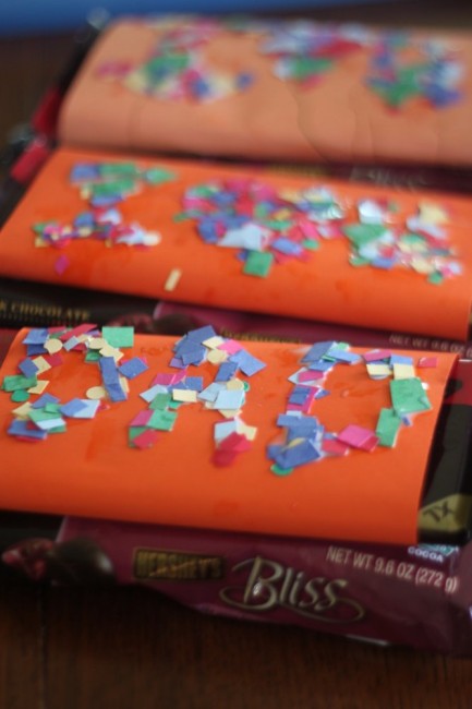 Father's Day Craft: Confetti Sprinkled Candy Bar Wrappers