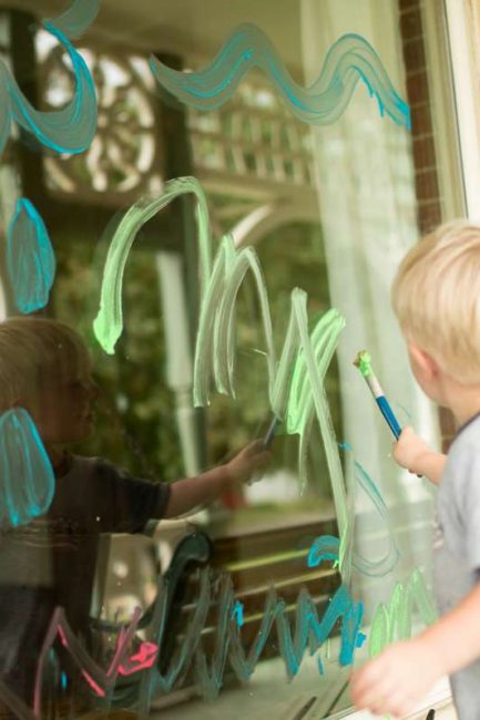 Window Painting with Homemade Baby Friendly Paint