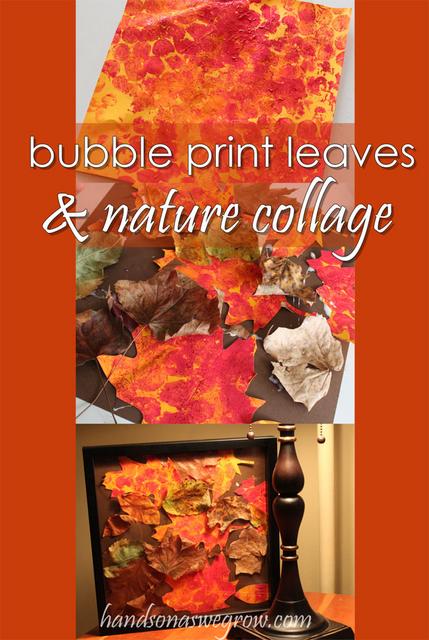 Bubble Print Leaves & Nature Collage