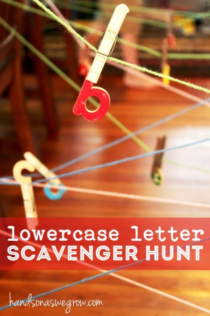 Lowercase Letters String Scavenger Hunt for Kids