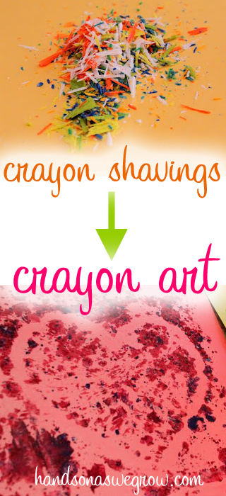 Melted Crayon Art with crayon shavings