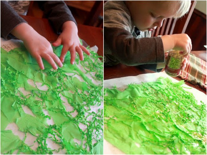 Toddler craft for St Patrick's Day a shamrock suncatcher!