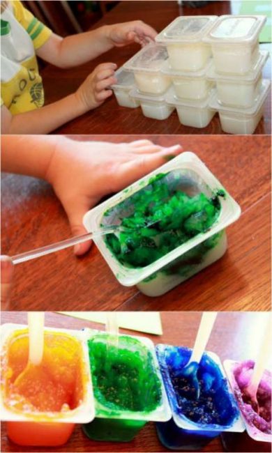 Make homemade edible finger paints with your toddler for sensory art fun!