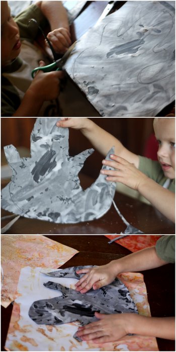Puffy paint mixture of shaving cream and glue to make adorable Halloween ghost craft for toddlers and preschoolers. Go ahead and get messy!