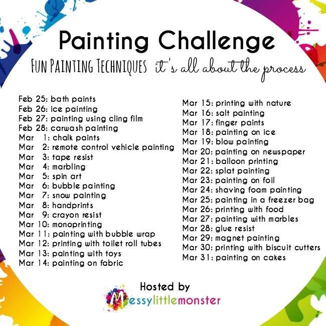 Fun painting challenge for kids with lots of different techniques to try