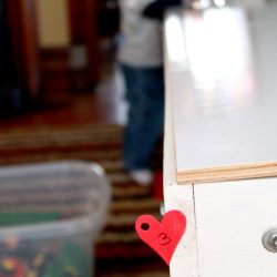 Valentine's Day Scavenger hunt with hearts to learn to recognize numbers
