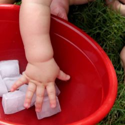 Ice cube sensory play for kids