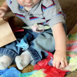 Tissue paper bag sensory for kids