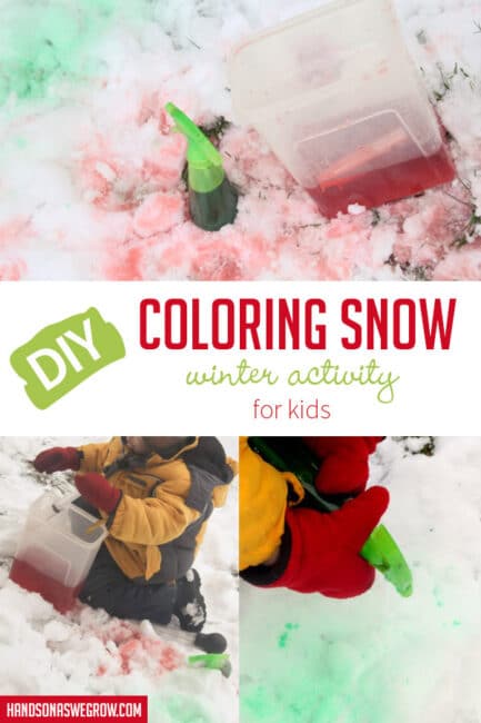 Play outside in the snow, with a colorful and creative twist! Your kids will love this simple, low prep coloring snow activity this winter!