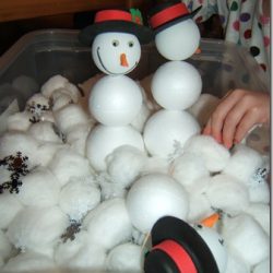 Our Cup of Tea shares a fun snowman building sensory tub idea
