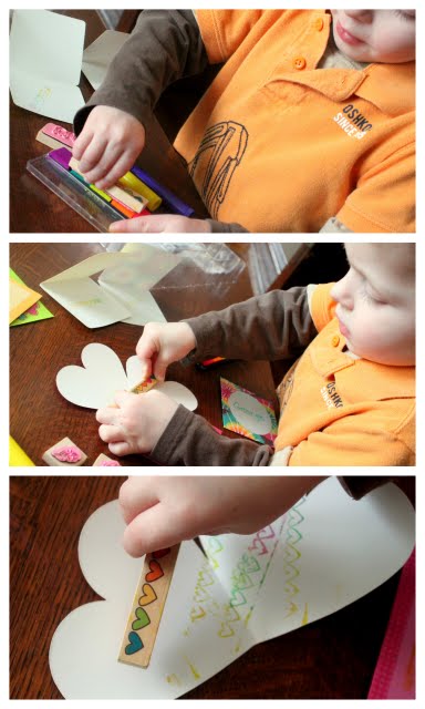 Make easy Valentine's Day stamped cards with your children