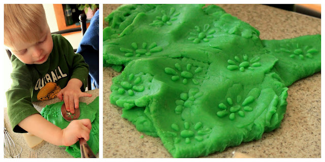 how to make homemade playdough with the kids plus making tracks in it