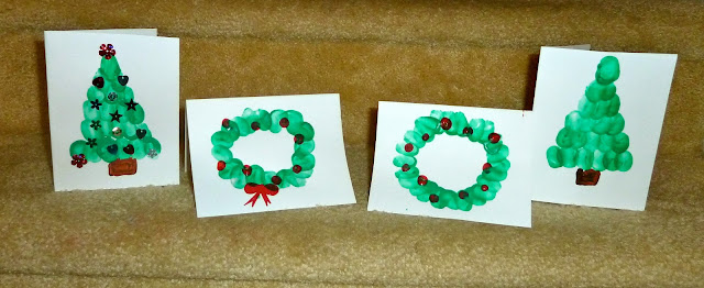 Finger Painted Holiday Cards - Kid Craft - Handrafted