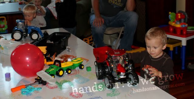 boys and tractors at the party