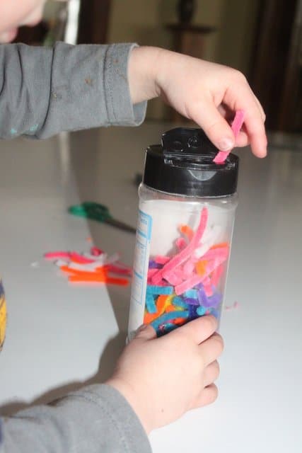 Toddler Fine Motor Activity with Pipe Cleaners
