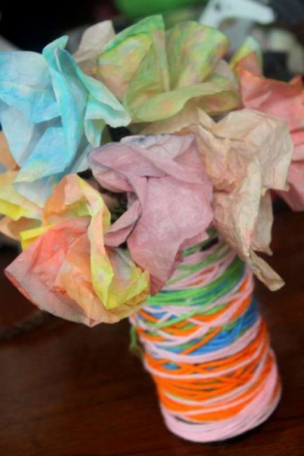 Mother's Day Yarn Wrapped Vase Craft for Kids