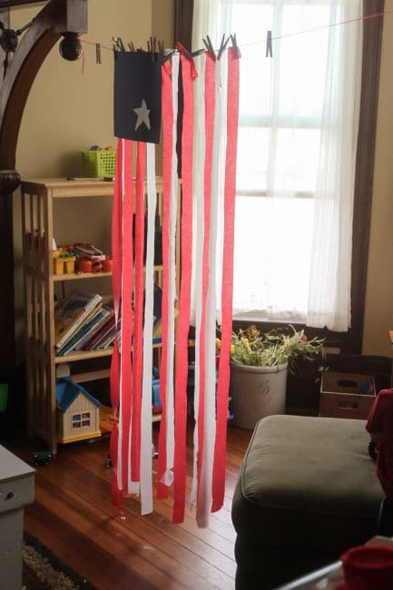 Leave your DIY American flag hanging in your house through the 4th of July holiday!