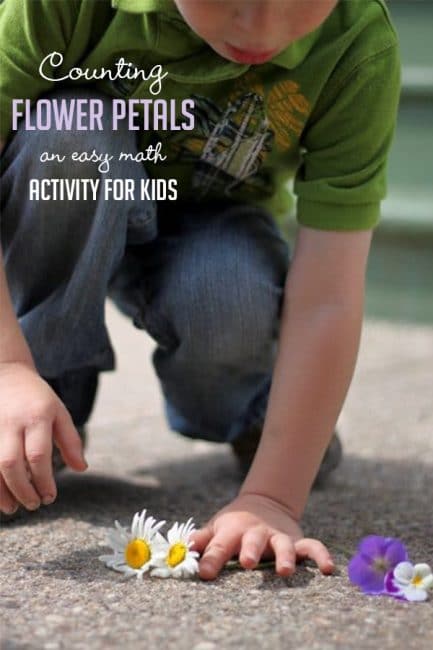 Counting flower petals is a great spring math activity to get your kids outside and active!