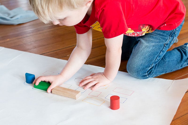A super simple block learning activity for shapes and colors -- so easy to set up!