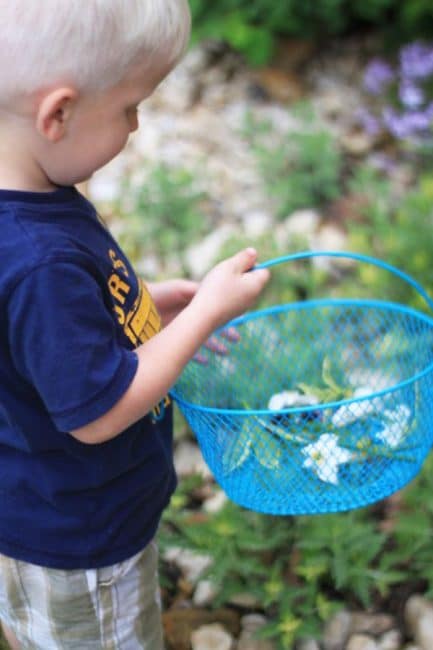 As simple as a scavenger hunt can get - send your kids outside to find and collect nature items to use later on for yet another activity!
