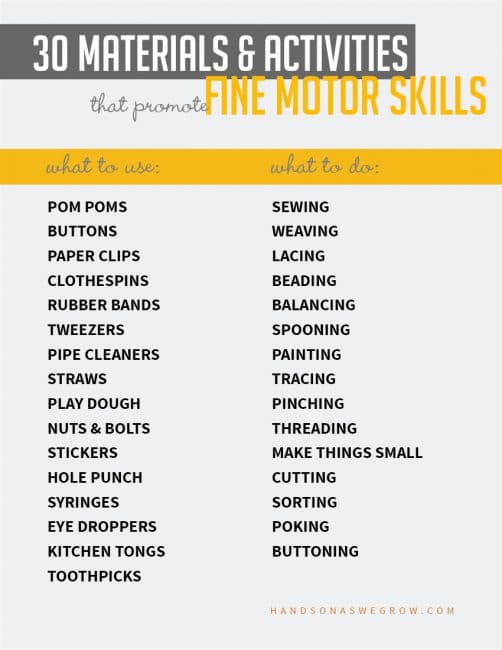 Improve Kids Fine Motor Skills with 30 Materials & Activities