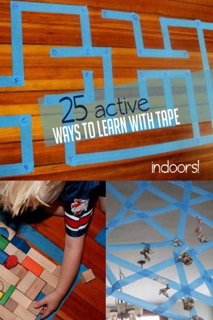 Get active with tape! We love these 15 ways to learn indoors that are perfect for kids of all ages!