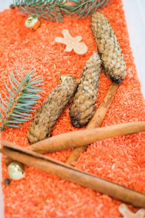 Make a DIY Pumpkin Scented Rice Bin for Simple Fall Play