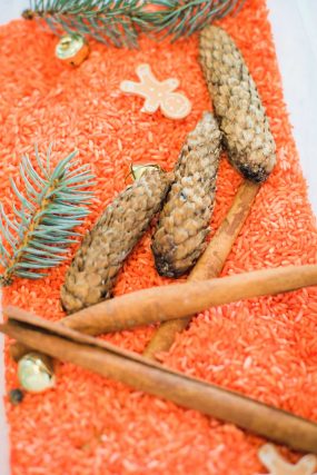 Make a DIY Pumpkin Scented Rice Bin for Simple Fall Play