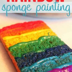 Rainbow sponge painting is super cool!