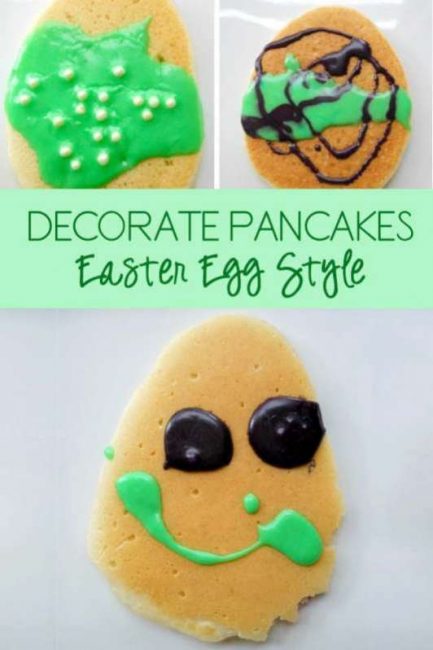 Decorating pancakes as Easter eggs!