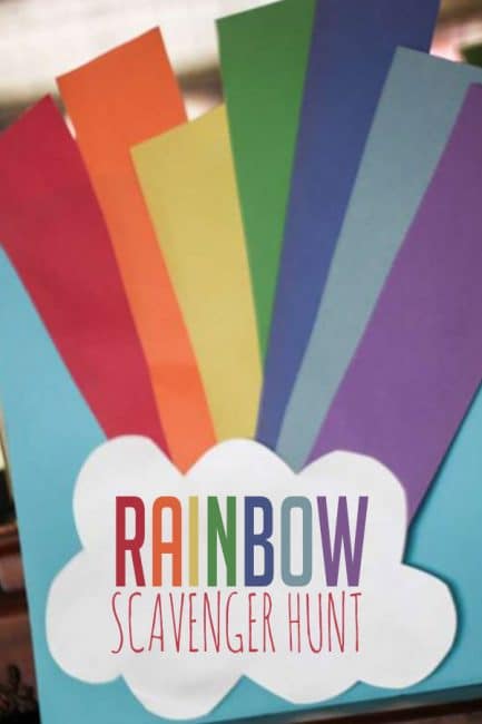 Look for a rainbow! Try this fun spring scavenger hunt with your kids!