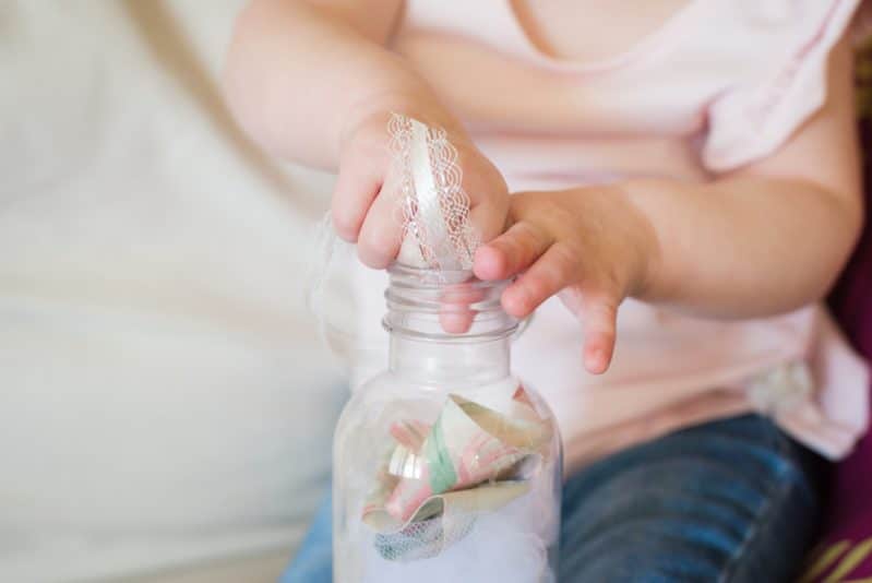 Ribbons in a bottle! So simple and great busy play idea for toddlers to do