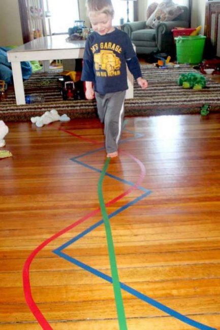 Walk the line is a great balancing activity for toddlers and preschoolers