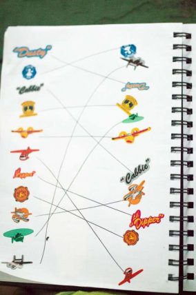 Follow the line and the match the stickers to complete the page
