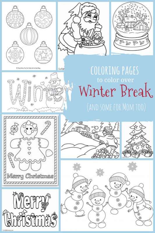 Winter break coloring pages for kids (and adults!) - Both Winter and Christmas coloring pages