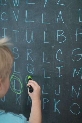 Chalkboard letter search for toddlers