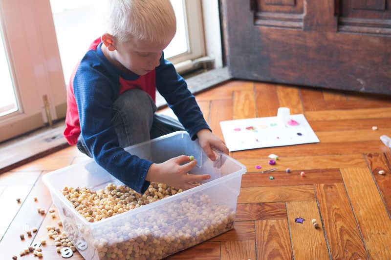 Cereal sensory bin alternative for preschoolers (more advanced)