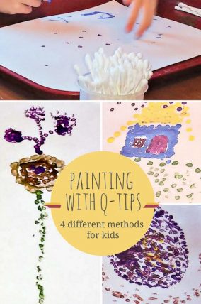 These are some fun ways for kids to paint with Qtips - great preschooler art project!